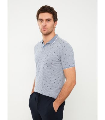 Polo Neck Short Sleeve Patterned Pike Men's T-shirt