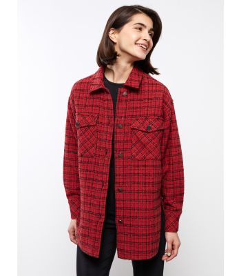 Buttoned Plaid Long Sleeve Women's Shirt