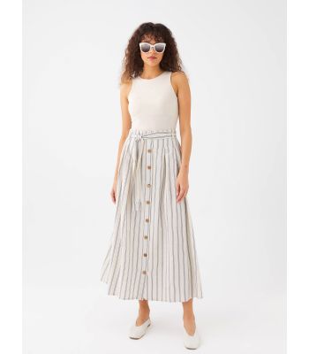 Elastic Waist Striped Women Skirt