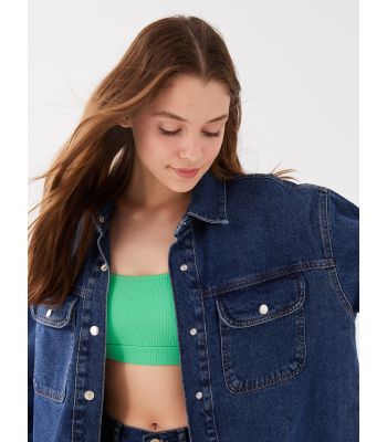 Straight Long Sleeve Oversize Women's Jean Shirt Jacket