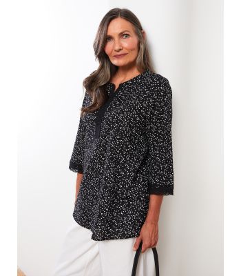 Loose Neck Patterned Women's Blouse