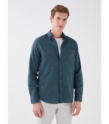 Regular Fit Long Sleeve Poplin Men's Shirt