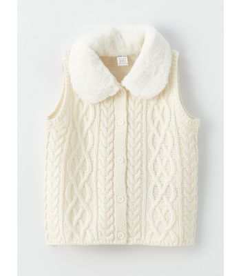 Self-Patterned Baby Girl Knit Vest