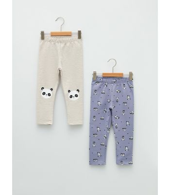 Elastic Waist Printed Baby Girl Tights 2-Pack