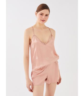 Elastic Waist Patterned Satin Women's Pajama Bottom