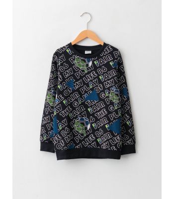 Crew Neck Printed Long Sleeve Boy Sweatshirt