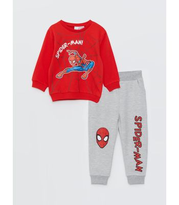 Crew Neck Long Sleeve Spiderman Printed Baby Boy Sweatshirt and Sweatpants 2-Pack Set