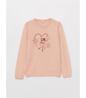 Crew Neck Embroidered Long Sleeve Girl Tricot Sweater