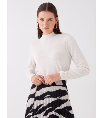 Half Turtleneck Regular Long Sleeve Women's Tricot Sweater