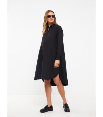 Plain Long Sleeve Maternity Shirt Dress