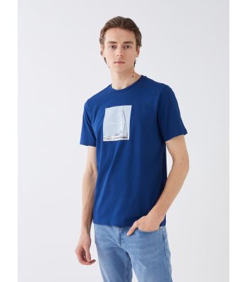 Crew Neck Short Sleeve Printed Combed Cotton Men's T-shirt