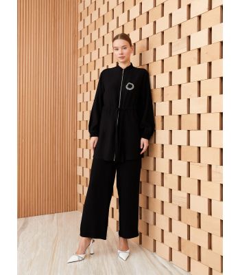 Elastic Waist Regular Pocket Detailed Women's Trousers