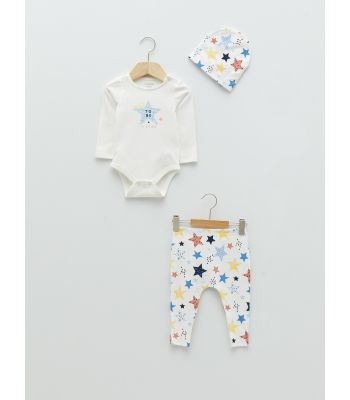 Crew Neck Long Sleeve Printed Baby Boy 3-Pack Set