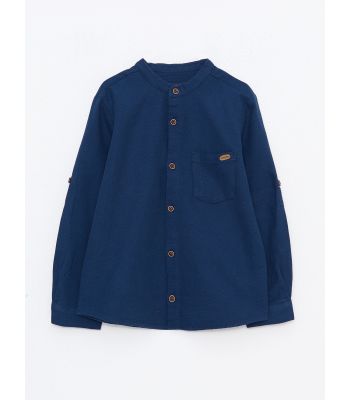 Grandad Self Patterned Long Sleeve Boy Shirt