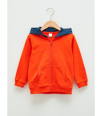 Hooded Long Sleeve Basic Baby Boy Zippered Sweatshirt