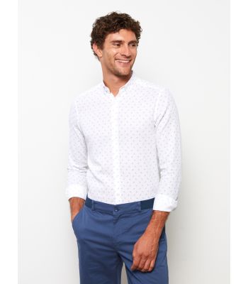 Slim Fit Long Sleeve Dobby Weave Men's Shirt