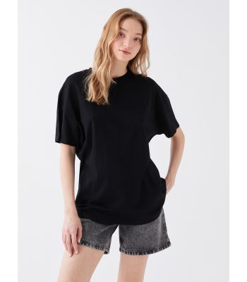 Crew Neck Straight Short Sleeve Oversize Women's T-Shirt