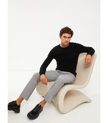 Crew Neck Long Sleeve Men's Tricot Sweater