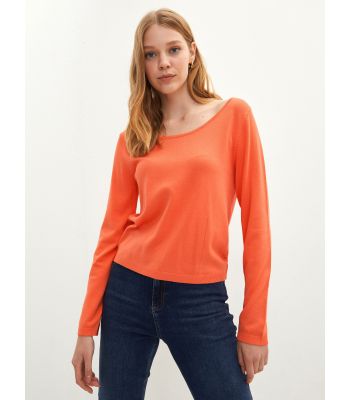 Boat Neck Regular Long Sleeve Women's Tricot Sweater
