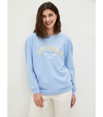 Crew Neck Printed Long Sleeve Women's Sweatshirt