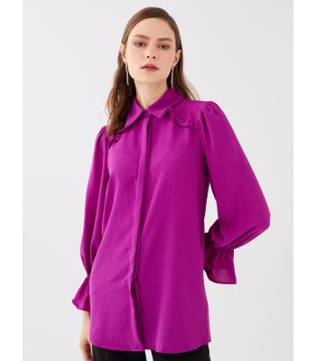 Shirt Collar Straight Long Sleeve Women's Tunic
