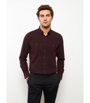 Regular Fit Long Sleeve Gabardine Men's Shirt