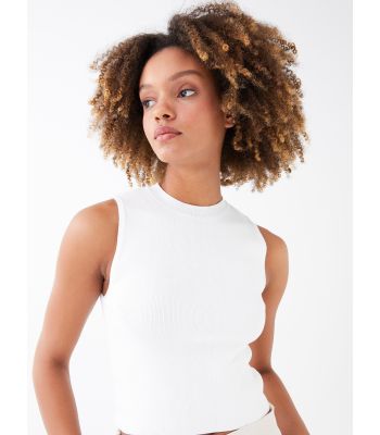 Women's Square Collar Plain Knitwear Crop
