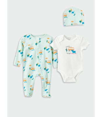 Crew Neck Printed Baby Boy Hospital Outlet Set of 3