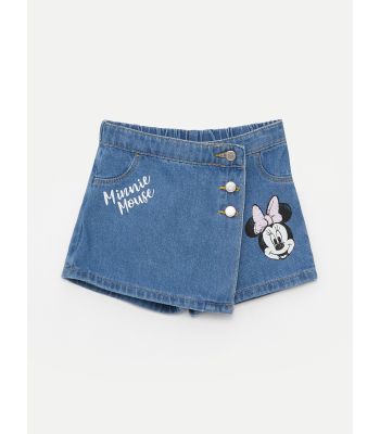 Minnie Mouse Printed Baby Girl Jean Shorts Skirt