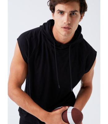 Hooded Combed Cotton Men's Sleeveless T-Shirt