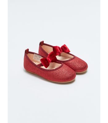 Silvery Bow Detailed Baby Girl Flats