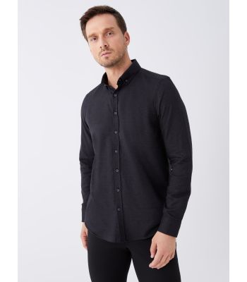 Slim Fit Long Sleeve Gabardine Men's Shirt
