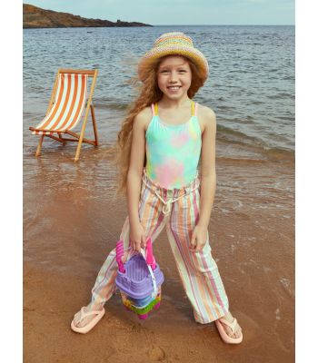 Elastic Waist Striped Girl Trousers