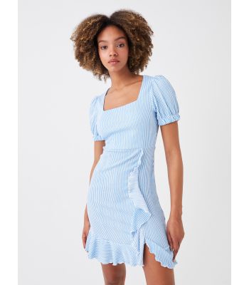 Square Collar Polka Dot Short Sleeve Women's Dress