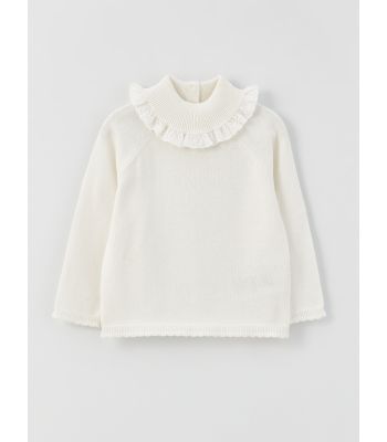 Stand Up Collar Long Sleeve Baby Girl Knitwear Sweater