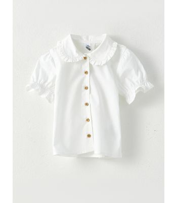 Bebe Collar Short Sleeve Basic Baby Girl Shirt