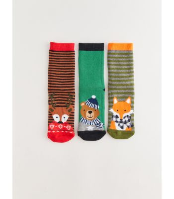 Patterned Boy's Terry Socks 3 Pack