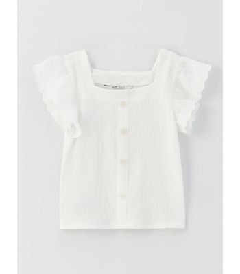Poncho Square Collar Short Sleeve Girls T-Shirt