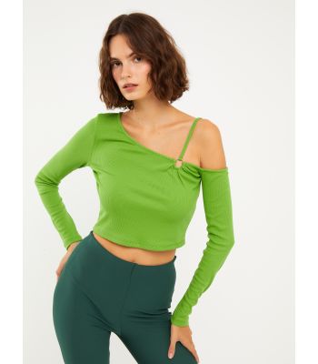Boat Neck Plain Crop Women's T-Shirt