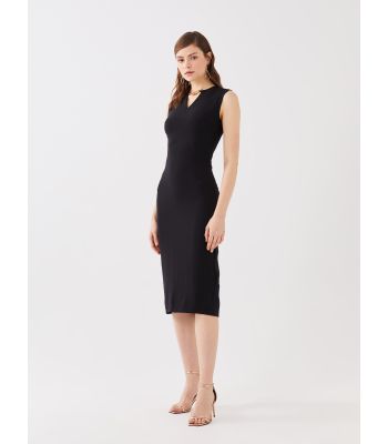 Crew Neck Chain Detailed Women's Dress