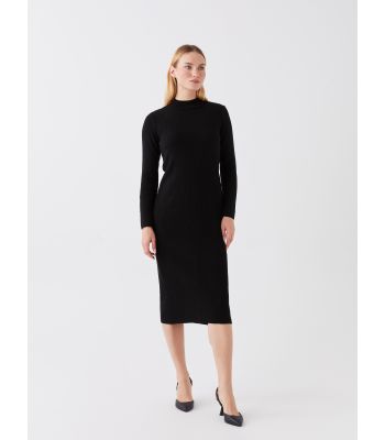 Half Turtleneck Regular Long Sleeve Women's Tricot Dress