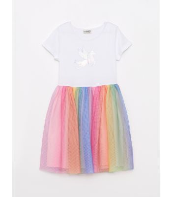 Crew Neck Short Sleeve Girl Dress