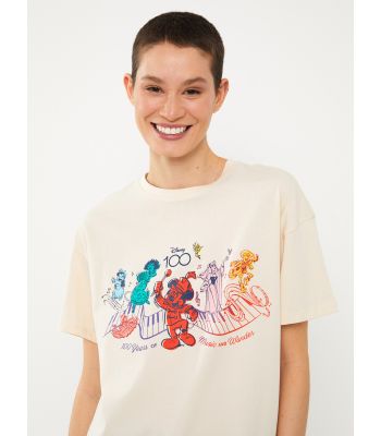 Crew Neck Disney Printed Short Sleeve Women's T-Shirt