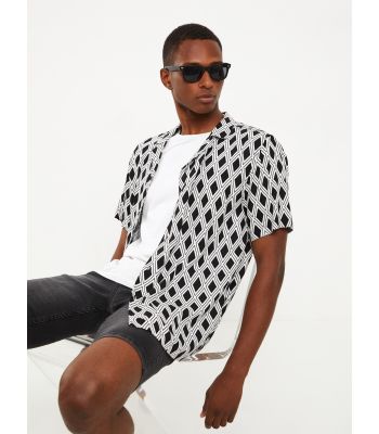 Regular Fit Short Sleeve Patterned Viscose Men's Shirt