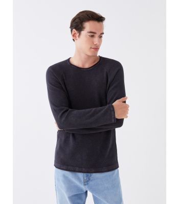 Crew Neck Long Sleeve Men's Tricot Sweater