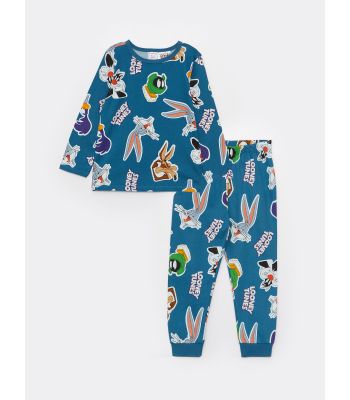 Crew Neck Long Sleeve Looney Tunes Printed Baby Boy Pajama Set