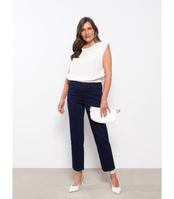 Standard Fit Regular Pocket Detailed Gabardine Women's Trousers