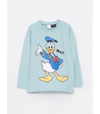 Crew Neck Long Sleeve Donald Duck Printed Baby Boy T-Shirt