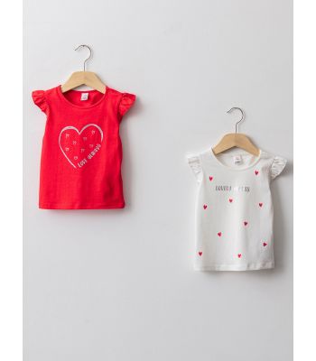 Crew Neck Printed Cotton Baby Girl Athlete 2 Pieces
