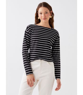 Crew Neck Striped Long Sleeve Women's T-shirt